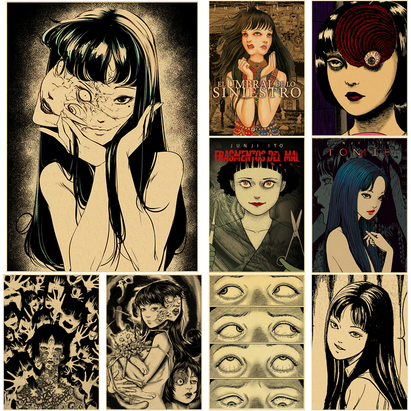 Affiches d'Horreur Japonaises Tomie Junji Ito, en Papier Kraft, Manga, Vintage, pour Décoration de Chambre, Maison, Bar, 73 n° 1