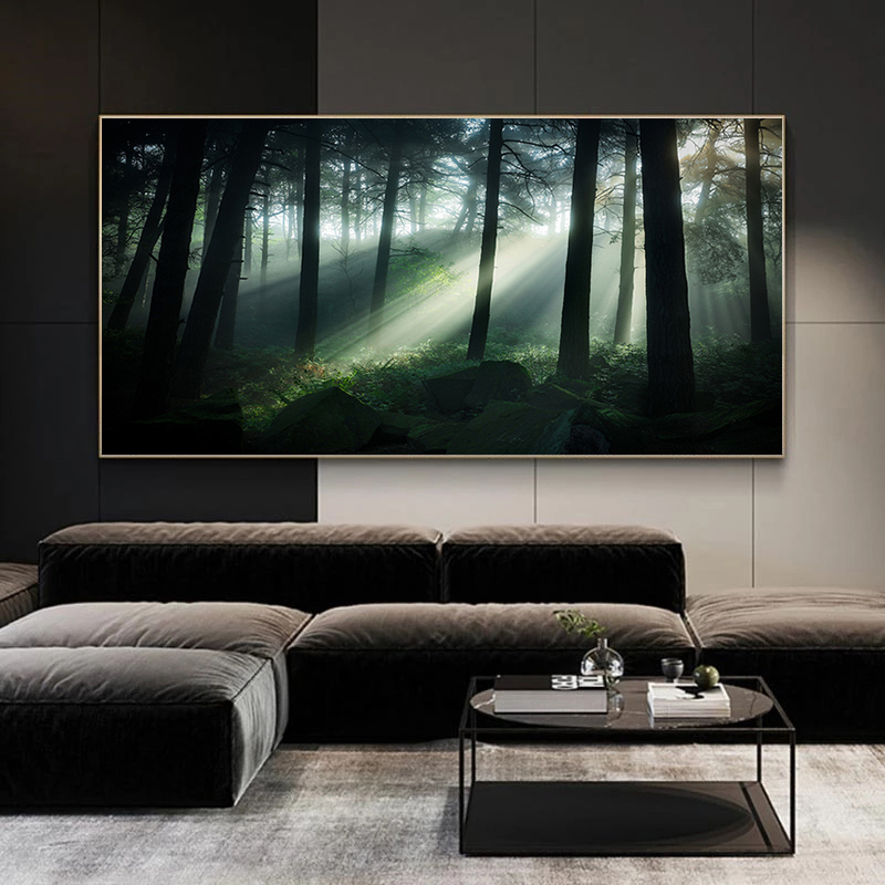 Affiches et impressions de paysage naturel pour la décoration intérieure, peinture d'arbre vert, toile de forêt, art mural pour le salon, HD, gérer les phares n° 3