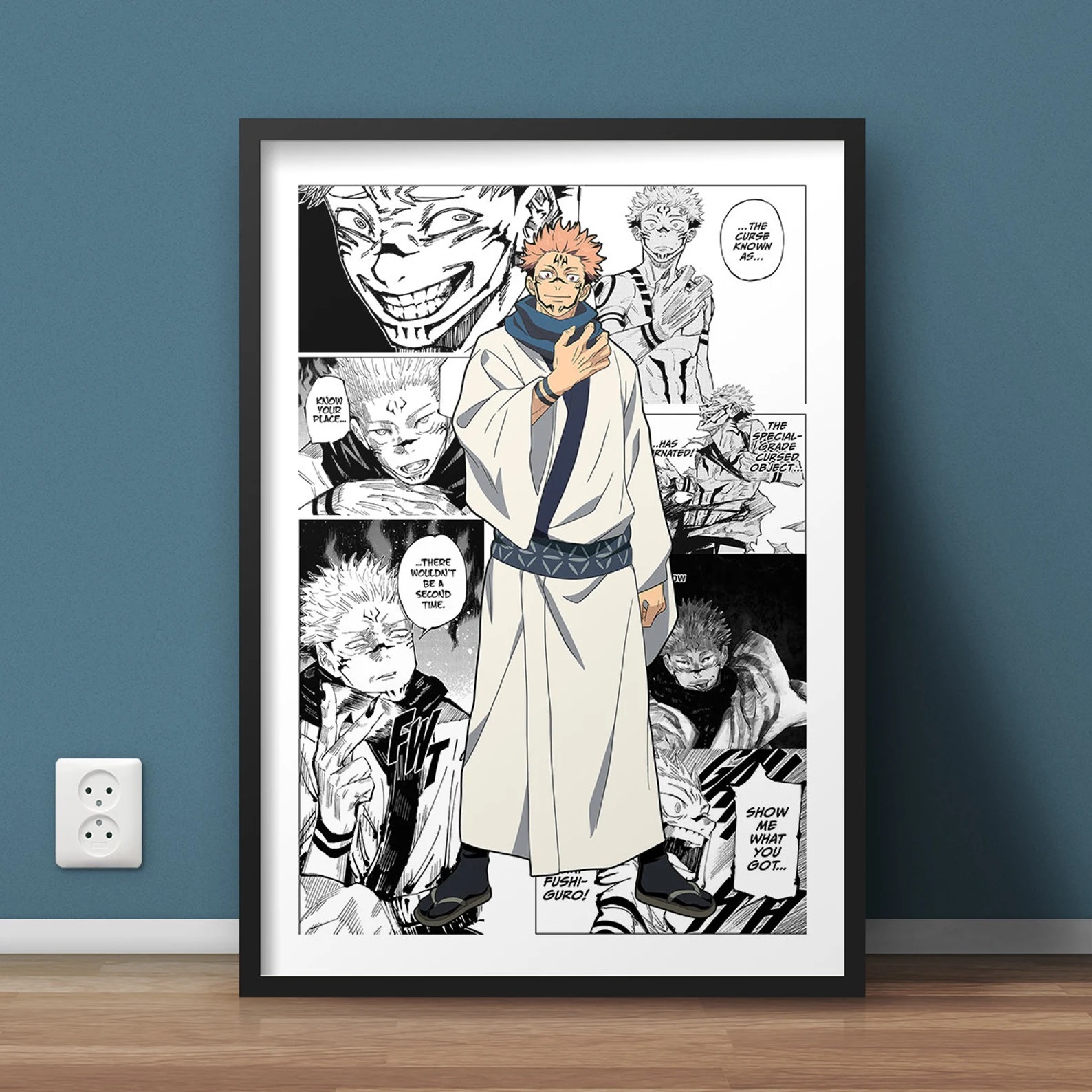 Pop Retro Anime Figure Jujutsu Kaimmense Poster Set, Gojo Yuji Poster, Black and White Canvas Print, Manga Wall Art, Kawaii Room Decor n° 2