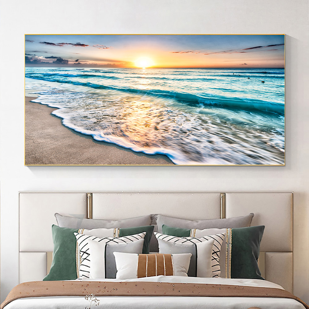 Peinture sur toile moderne de paysage de vague de mer et de plage, affiches et impressions de mer, art mural, décoration d'intérieur, sans cadre, nature, 550 n° 1