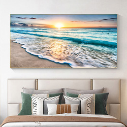 Peinture sur toile moderne de paysage de vague de mer et de plage, affiches et impressions de mer, art mural, décoration d'intérieur, sans cadre, nature, 550 small picture n° 1