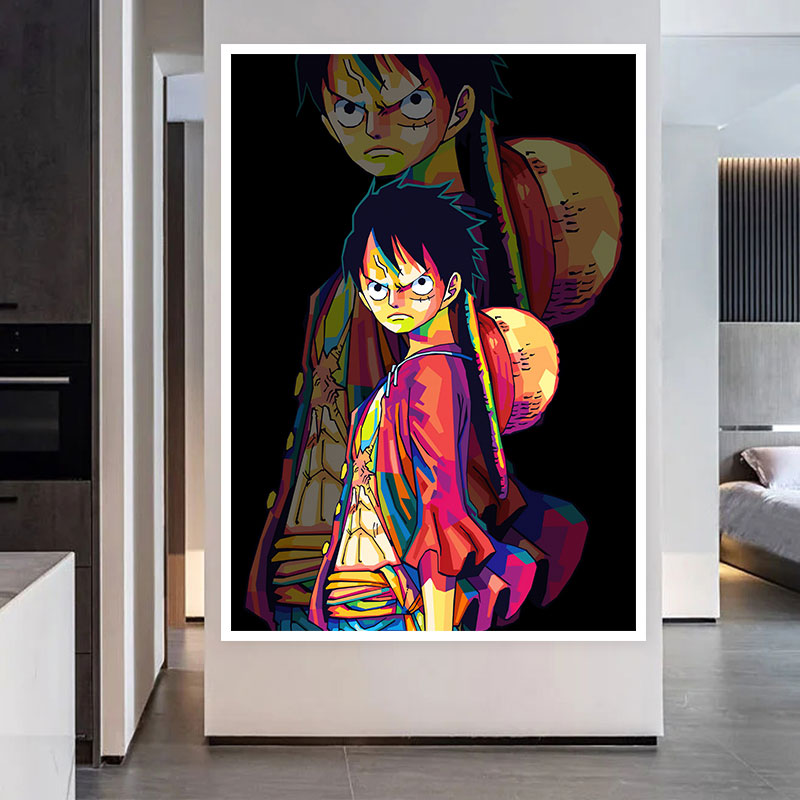 Affiche murale Naruto, une pièce, peinture sur toile, décoration, dessin animé, Figure Luffy, image murale, cadeau pour enfants n° 6