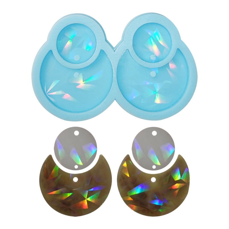 Moule en résine époxy cristal, pentagramme holographique étoile cœur boucles d'oreilles pendentif lumière et ombre bijoux porte-clés moule en Silicone n° 5