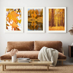 Affiches et impressions nordiques pour décor de salon, toile d'art mural, paysage d'automne, forêt, lac, cuir chevelu, Aliments, peinture small picture n° 3