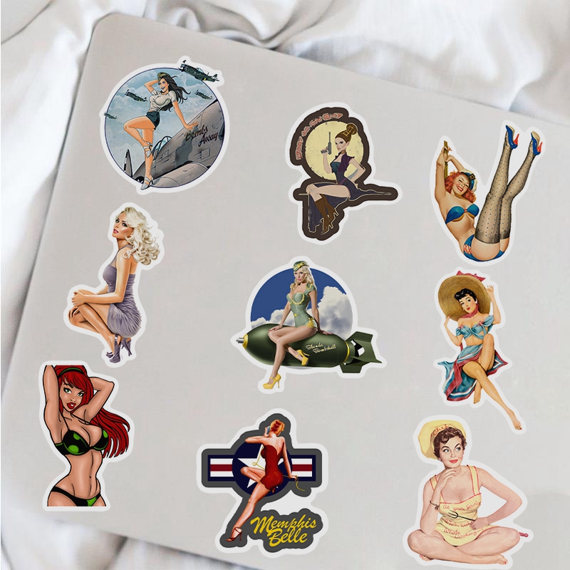 Autocollants sexy Pin-up de la seconde guerre mondiale, stickers waterproof, pour ordinateur portable, moto, voiture, bagages, skateboard, DIY, nouvelle collection n° 6