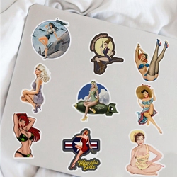 Autocollants sexy Pin-up de la seconde guerre mondiale, stickers waterproof, pour ordinateur portable, moto, voiture, bagages, skateboard, DIY, nouvelle collection small picture n° 6