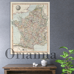 Vintage France Belgique carte ancienne ville du monde carte murale, impressions d'art, affiches, moderne, salon, bureau, décor, peinture, cadeau, 1850