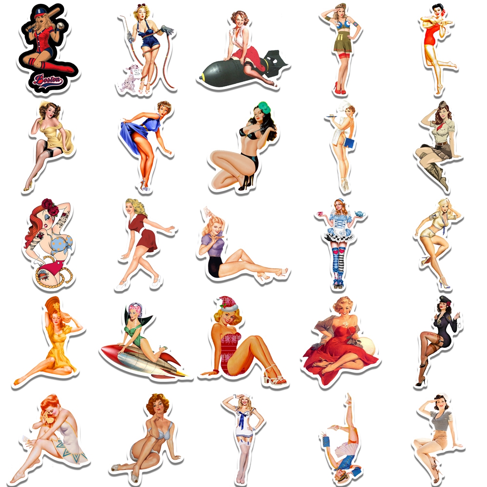 Autocollants sexy Pin-up de la seconde guerre mondiale, stickers waterproof, pour ordinateur portable, moto, voiture, bagages, skateboard, DIY, nouvelle collection n° 4