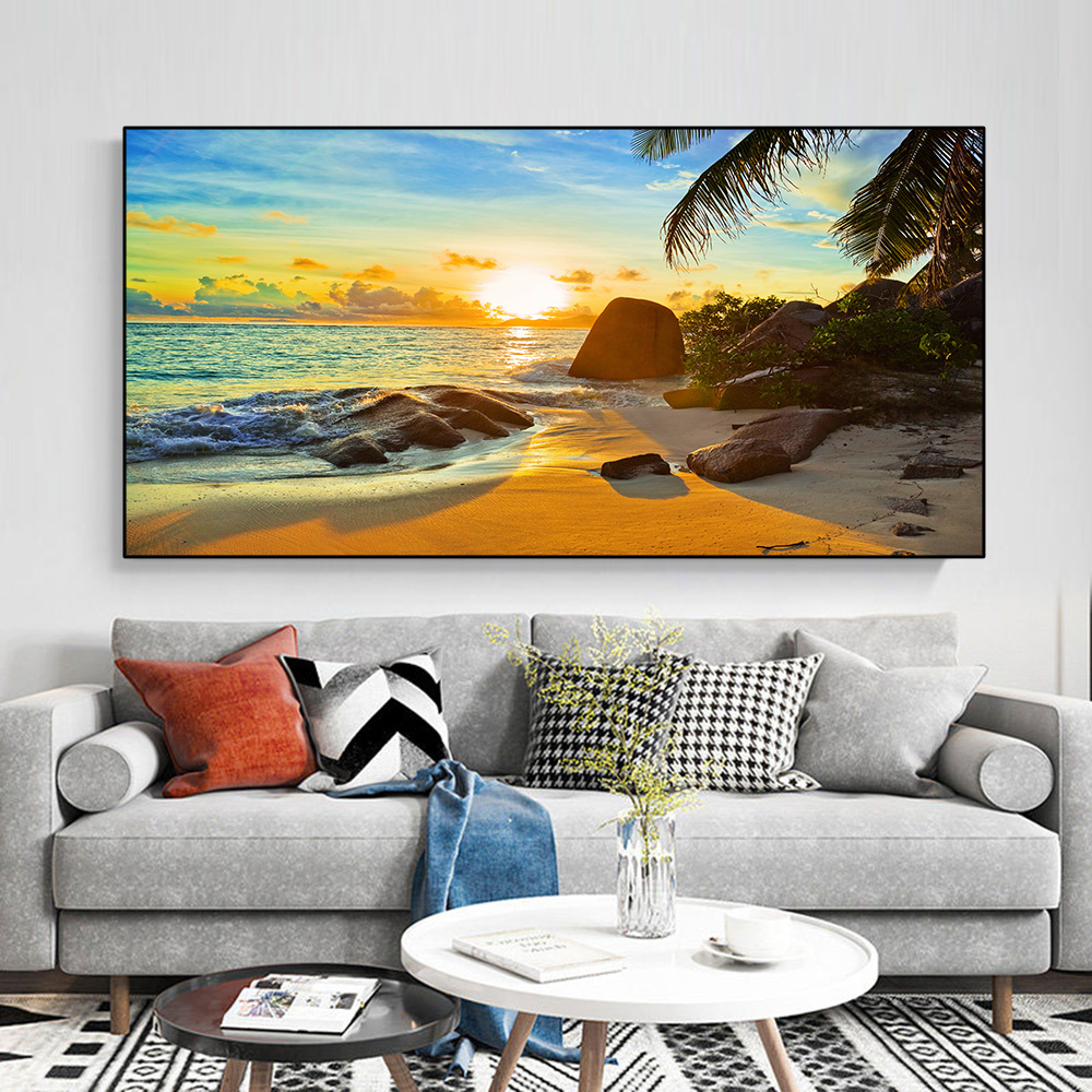 Peinture sur toile moderne de paysage de vague de mer et de plage, affiches et impressions de mer, art mural, décoration d'intérieur, sans cadre, nature, 550 n° 5