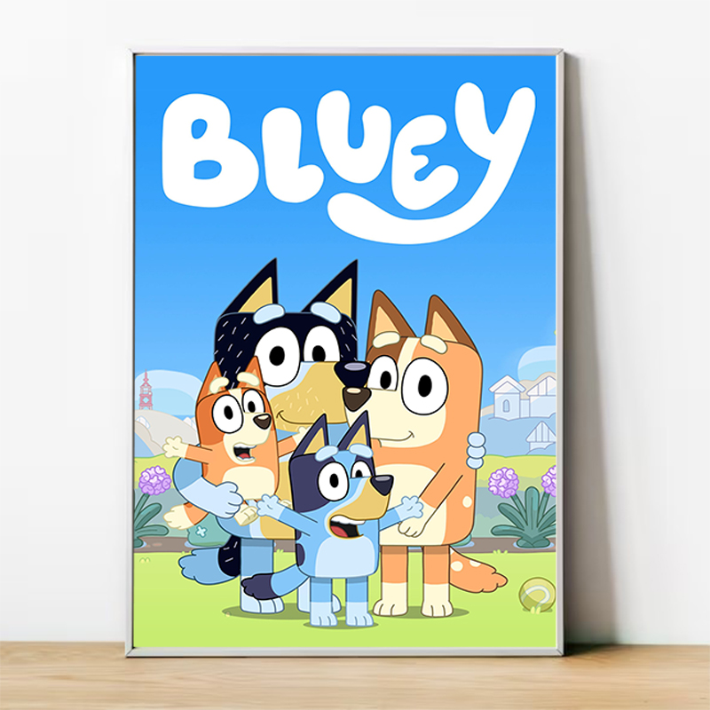 Affiche Murale de Dessin Animé B-Bluey pour Décoration de Chambre d'Enfant, Affiche d'Art Décoratif Customisé pour la Maison n° 3