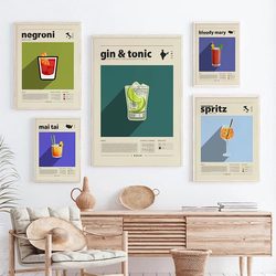 Peinture sur toile avec imprimés de Mojito pour Cocktail, affiche de mariage, marie, mosquée, Gin, Negroni, Mai Tai, murale, rétro, décoration de cuisine, cadeau small picture n° 2