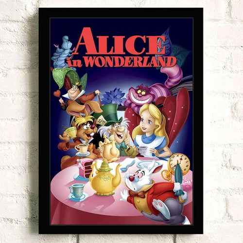 Peinture sur toile Disney Alice au pays des merveilles, art mural, affiches et impressions nordiques, décoration de la maison, décoration de salon n° 3