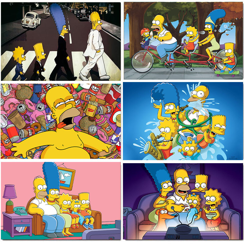 Affiches et impressions de peinture sur toile moderne, art mural, image mignonne, dessin animé classique, les Simpson, salon, chambre d'enfant, décoration d'intérieur n° 1