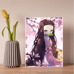 Kit de peinture au diamant Anime Demon Slayer, broderie au point de croix, Kamado Nezuko Rick, mosaïque de bricolage, décor de chambre small picture n° 3