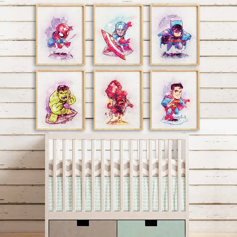 Affiche Imprimée sur Toile de Dessin Animé Disney, Image d'Art Mural Interconnexion Marvel Avengers, Décoration de Maison et Pépinière n° 1