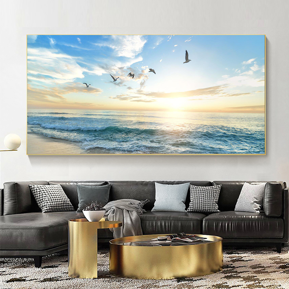 Peinture sur toile moderne de paysage de vague de mer et de plage, affiches et impressions de mer, art mural, décoration d'intérieur, sans cadre, nature, 550 n° 3