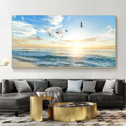 Peinture sur toile moderne de paysage de vague de mer et de plage, affiches et impressions de mer, art mural, décoration d'intérieur, sans cadre, nature, 550 small picture n° 3