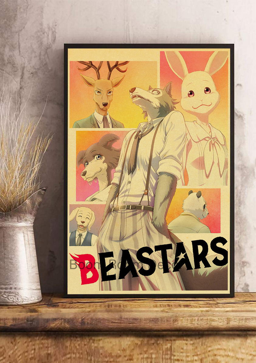 BEASTARS – affiche murale en papier Kraft pour décoration de Chambre à coucher, autocollant de style Harajuku, affiches de décoration respirantes n° 5