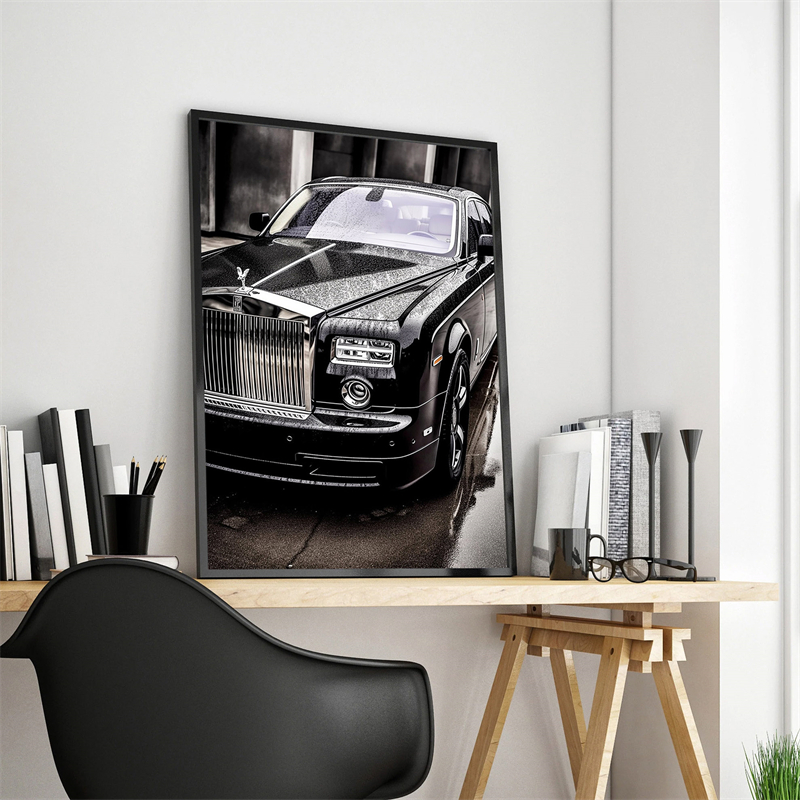 Affiche en toile de voiture de sport de luxe, rue de la ville, noir et blanc, art esthétique, mur de la maison, décoration de salon, image de garage, qualité n° 4