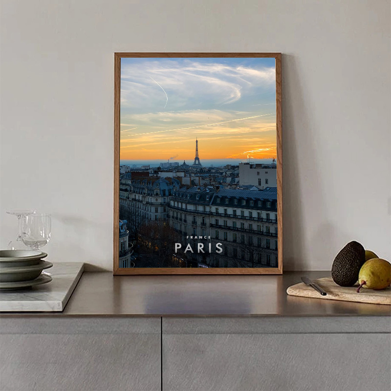 Peinture sur Toile avec Vue de la Tour Eiffel de Paris, Affiches de Voyage en France, Décoration de Salon, Décor de Maison, Photo Personnalisée, Sans Cadre n° 4