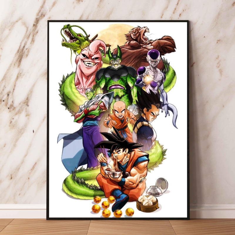 Impressions sur toile Dragon Ball Son Goku, image de dessin animé Rick, décor de chambre d'enfant, art mural, peinture modulaire pour la maison n° 2