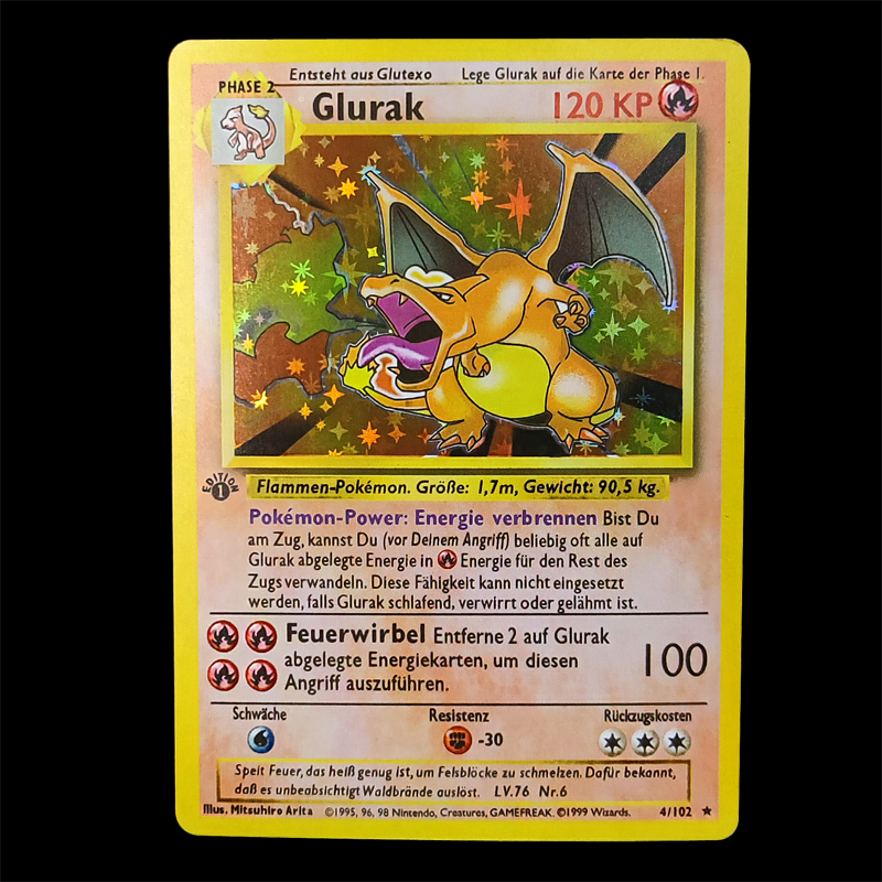 Pokémon German Flash Cards, Glurak, Turtok, Bisaflor, Jeu de cartes de collection, DIY, 1996 ans n° 2