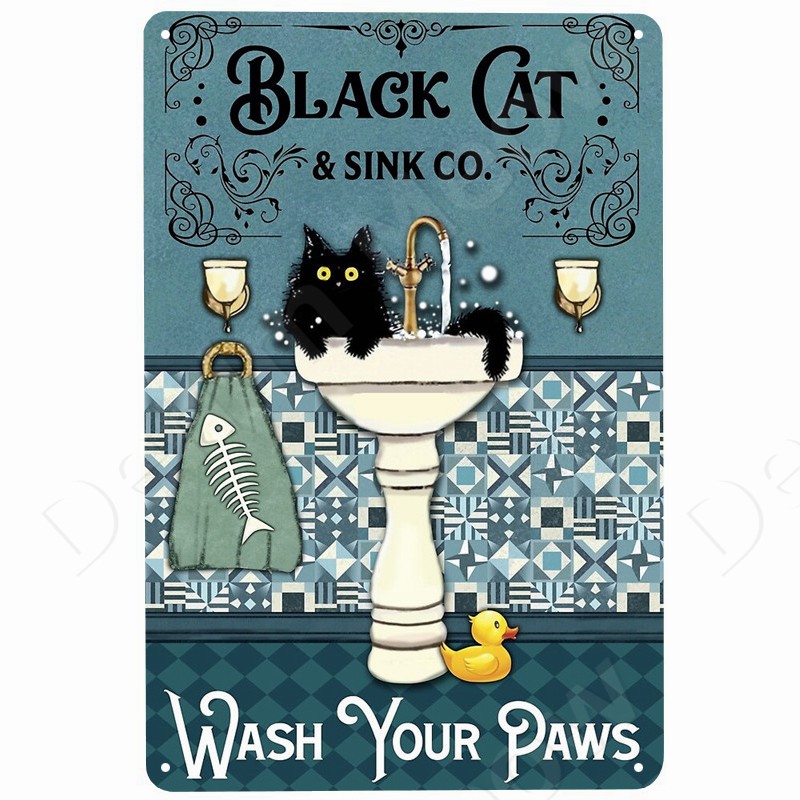 Savon de bain de chat Vintage en métal, signe en étain, se met nu, affiche d'art, lavage de vos pattes, décoration murale pour Bar, café, maison, ferme, N447 n° 5