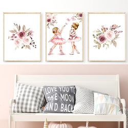 Toile d'art mural de Ballet pour fille, chaussures de danseuse de sœur, peinture de fleurs, affiches et imprimés nordiques, photos murales, décor de chambre de fille small picture n° 3