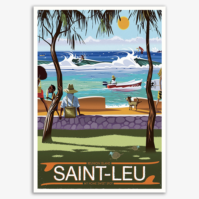 Affiches de voyage vintage de l'île de la Réunion française, toile imprimée, ville des douanes pour salon, décoration de la maison, art mural, gérer n° 3