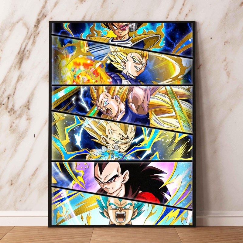 Peinture murale d'art sur toile pour enfants, sept personnages de Dragon Ball, affiche esthétique classique, figurines d'action, décoration, confrontation des douanes n° 2