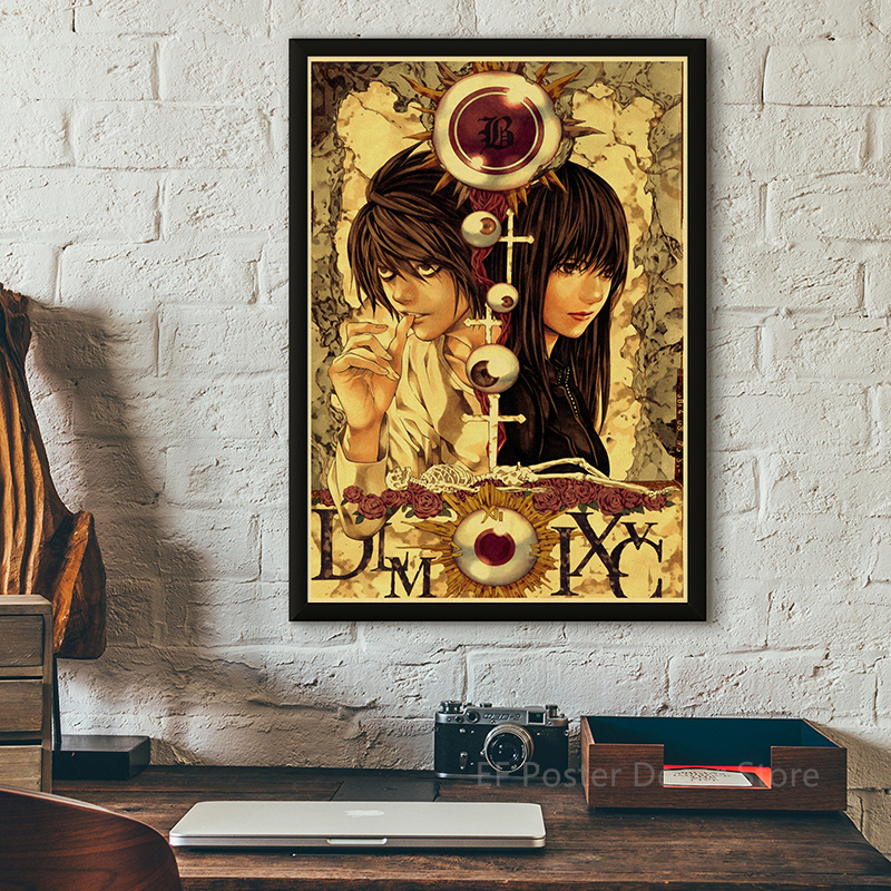 Affiche de Death Note, Imprimés Esthétiques, Ryuk/Light/L · Lawliet, Peinture Manga Vintage, Anime Classique, Art Mural pour la Maison, la Chambre et le Club n° 6