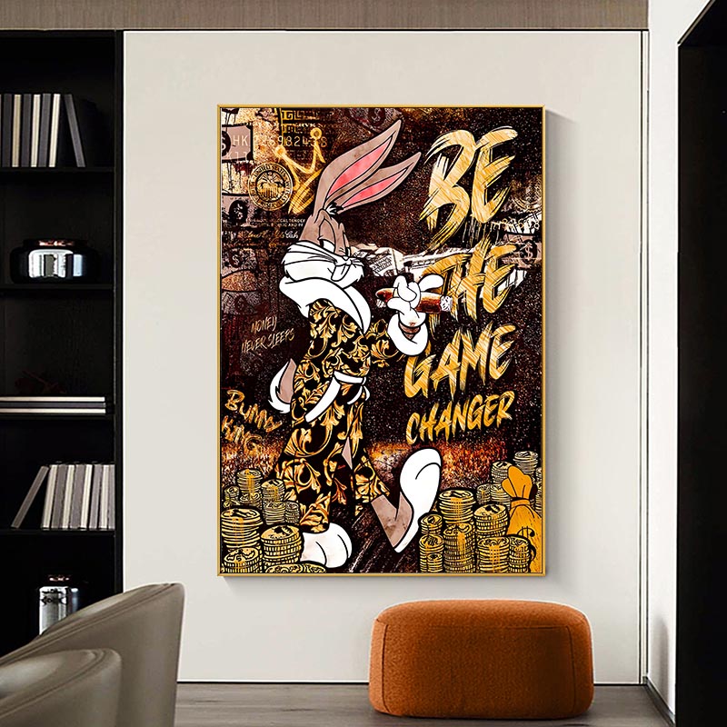 Peinture sur Toile de Dessin Animé Disney, PoinAffiche de Bunny King, Sans Cadre, Image Imprimée d'Art Mural Moderne pour la Décoration de la Maison n° 2