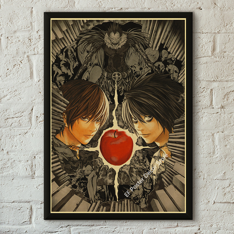 Affiche de Death Note, Imprimés Esthétiques, Ryuk/Light/L · Lawliet, Peinture Manga Vintage, Anime Classique, Art Mural pour la Maison, la Chambre et le Club n° 5