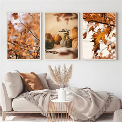 Affiche de feuilles de Aliments de paysage d'automne, peinture sur toile, cuir chevelu d'érable, art mural de paysage naturel, décoration de salon, décor à la maison small picture n° 3