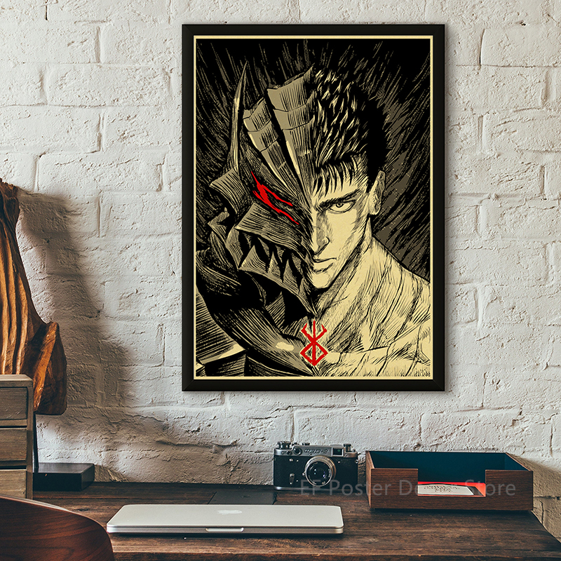 Affiche en Papier Kraft Rétro de Berserk, Esthétique, Anime, Sans-abri, Sman, Impression, Peinture, Trous, Griffith, Vintage, Maison, Chambre, Art, Décoration Murale, Image n° 6