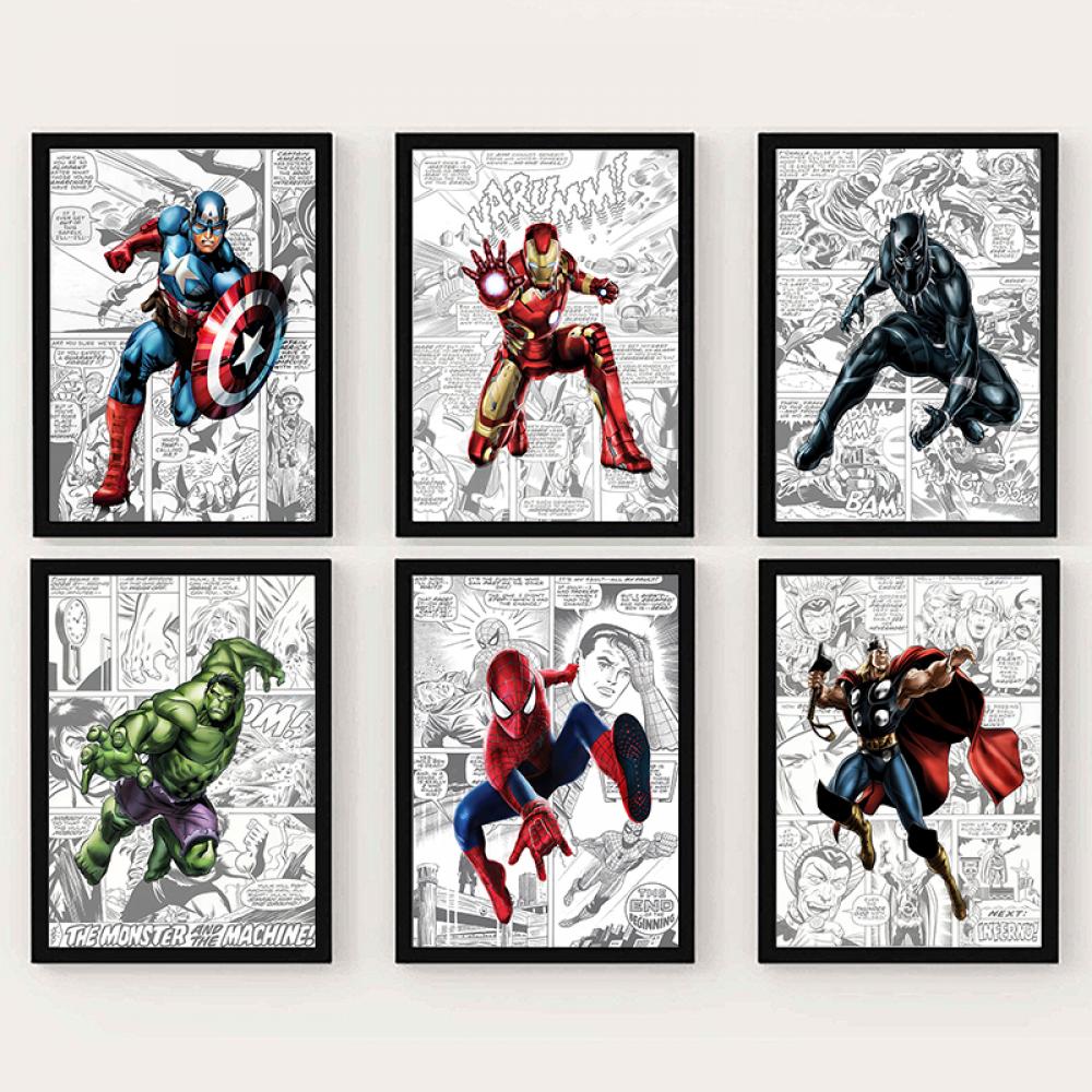 Peinture sur toile de film Marvel, The Avengers Smile Hero, affiche de dessin animé, image d'art mural SpidSuffolk, salon, décoration d'intérieur n° 1