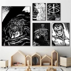 Affiches d'Art Imprimées Classiques en Noir et Blanc, Personnages de Manga Animés, Peintes sur Toile, comme Décorations de Chambre à Domicile